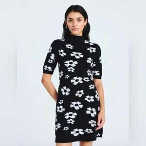 Chic Floral Black and White Mini Dress